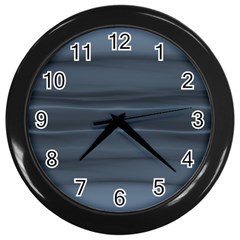 Faded Denim Blue Grey Ombre Wall Clock (black) by SpinnyChairDesigns