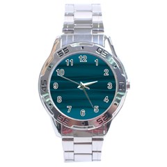 Teal Blue Ombre Stainless Steel Analogue Watch by SpinnyChairDesigns