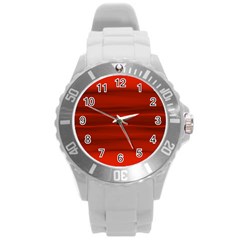 Scarlet Red Ombre Round Plastic Sport Watch (l) by SpinnyChairDesigns