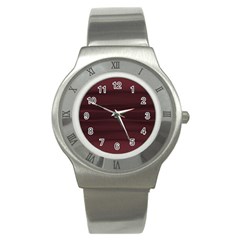 Burgundy Wine Ombre Stainless Steel Watch by SpinnyChairDesigns