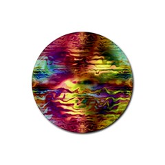 Electric Tie Dye Colors Rubber Coaster (round)  by SpinnyChairDesigns
