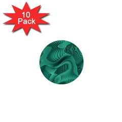 Biscay Green Swirls 1  Mini Buttons (10 Pack)  by SpinnyChairDesigns