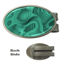 Biscay Green Swirls Money Clips (oval)  by SpinnyChairDesigns