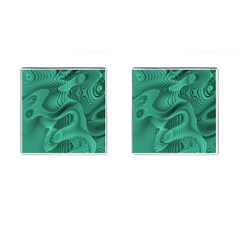 Biscay Green Swirls Cufflinks (square) by SpinnyChairDesigns