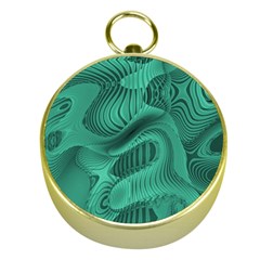 Biscay Green Swirls Gold Compasses by SpinnyChairDesigns