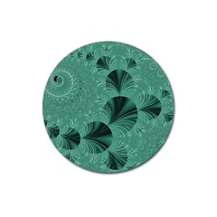 Biscay Green Black Spirals Magnet 3  (round) by SpinnyChairDesigns