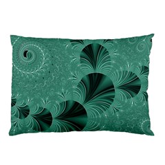 Biscay Green Black Spirals Pillow Case (two Sides) by SpinnyChairDesigns