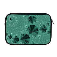 Biscay Green Black Spirals Apple Macbook Pro 17  Zipper Case by SpinnyChairDesigns