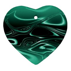 Biscay Green Black Swirls Ornament (heart) by SpinnyChairDesigns