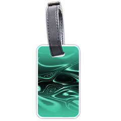 Biscay Green Black Swirls Luggage Tag (one Side)