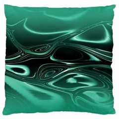 Biscay Green Black Swirls Large Cushion Case (two Sides) by SpinnyChairDesigns