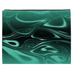 Biscay Green Black Swirls Cosmetic Bag (xxxl) by SpinnyChairDesigns