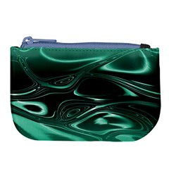 Biscay Green Black Swirls Large Coin Purse by SpinnyChairDesigns