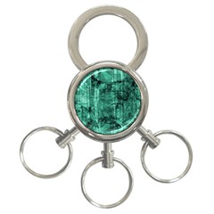 Biscay Green Black Textured 3-ring Key Chain by SpinnyChairDesigns