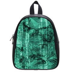 Biscay Green Black Textured School Bag (small) by SpinnyChairDesigns