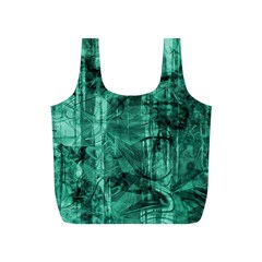 Biscay Green Black Textured Full Print Recycle Bag (s) by SpinnyChairDesigns