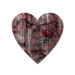 Red Black Abstract Texture Heart Magnet by SpinnyChairDesigns