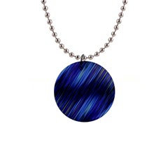 Indigo And Black Stripes 1  Button Necklace by SpinnyChairDesigns