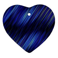 Indigo And Black Stripes Heart Ornament (two Sides) by SpinnyChairDesigns