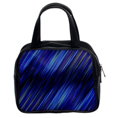 Indigo And Black Stripes Classic Handbag (two Sides) by SpinnyChairDesigns