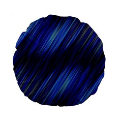 Indigo And Black Stripes Standard 15  Premium Round Cushions by SpinnyChairDesigns