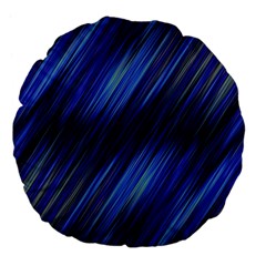 Indigo And Black Stripes Large 18  Premium Flano Round Cushions by SpinnyChairDesigns