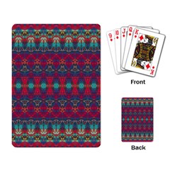 Boho Red Teal Pattern Playing Cards Single Design (rectangle) by SpinnyChairDesigns