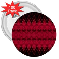 Boho Red Black Pattern 3  Buttons (100 Pack)  by SpinnyChairDesigns