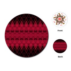 Boho Red Black Pattern Playing Cards Single Design (round) by SpinnyChairDesigns