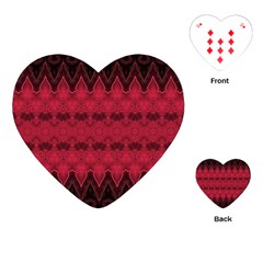 Boho Red Black Pattern Playing Cards Single Design (heart) by SpinnyChairDesigns