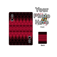 Boho Red Black Pattern Playing Cards 54 Designs (mini) by SpinnyChairDesigns