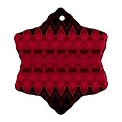 Boho Red Black Pattern Ornament (snowflake) by SpinnyChairDesigns