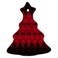 Boho Red Black Pattern Christmas Tree Ornament (two Sides) by SpinnyChairDesigns