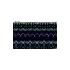 Boho Navy Teal Violet Stripes Cosmetic Bag (small) by SpinnyChairDesigns