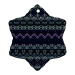 Boho Navy Teal Violet Stripes Ornament (Snowflake) Front