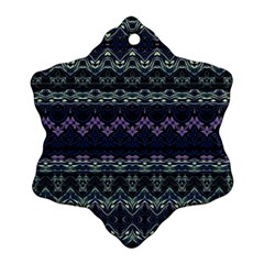 Boho Navy Teal Violet Stripes Snowflake Ornament (two Sides) by SpinnyChairDesigns