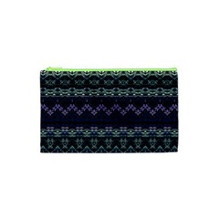 Boho Navy Teal Violet Stripes Cosmetic Bag (xs) by SpinnyChairDesigns