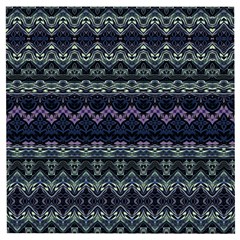 Boho Navy Teal Violet Stripes Wooden Puzzle Square by SpinnyChairDesigns