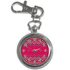 Boho Aztec Stripes Rose Pink Key Chain Watches by SpinnyChairDesigns