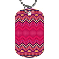 Boho Aztec Stripes Rose Pink Dog Tag (two Sides) by SpinnyChairDesigns