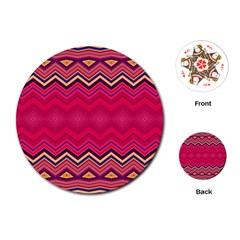 Boho Aztec Stripes Rose Pink Playing Cards Single Design (round) by SpinnyChairDesigns