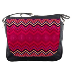 Boho Aztec Stripes Rose Pink Messenger Bag by SpinnyChairDesigns