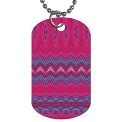 Magenta Blue Stripes Dog Tag (one Side) by SpinnyChairDesigns