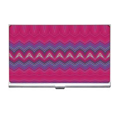 Magenta Blue Stripes Business Card Holder by SpinnyChairDesigns