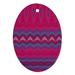 Magenta Blue Stripes Oval Ornament (two Sides) by SpinnyChairDesigns