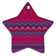 Magenta Blue Stripes Star Ornament (two Sides) by SpinnyChairDesigns