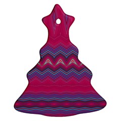 Magenta Blue Stripes Christmas Tree Ornament (two Sides) by SpinnyChairDesigns