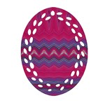 Magenta Blue Stripes Ornament (Oval Filigree) Front