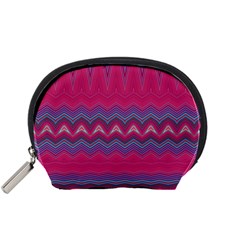 Magenta Blue Stripes Accessory Pouch (small) by SpinnyChairDesigns