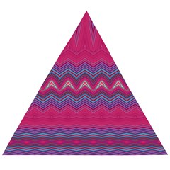 Magenta Blue Stripes Wooden Puzzle Triangle by SpinnyChairDesigns